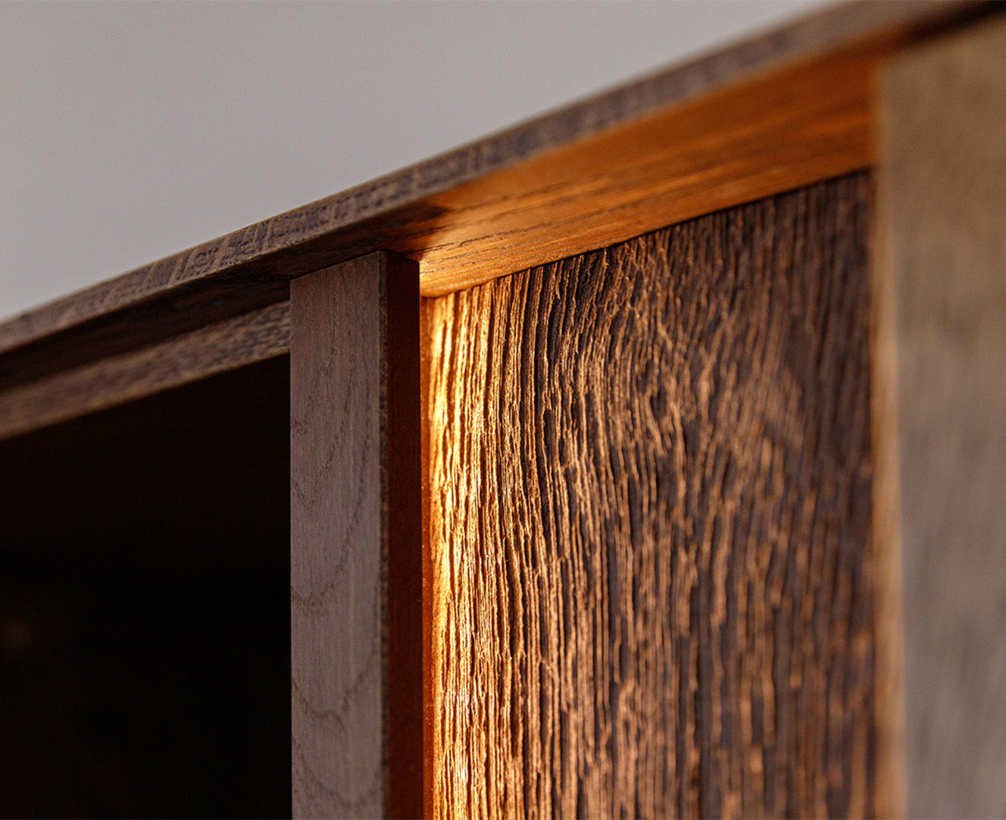 Collodi 3 Wohnzimmerset 3-teilig Massivholz Wildeiche Tabak geölt/Glas getönt, fertig montiert