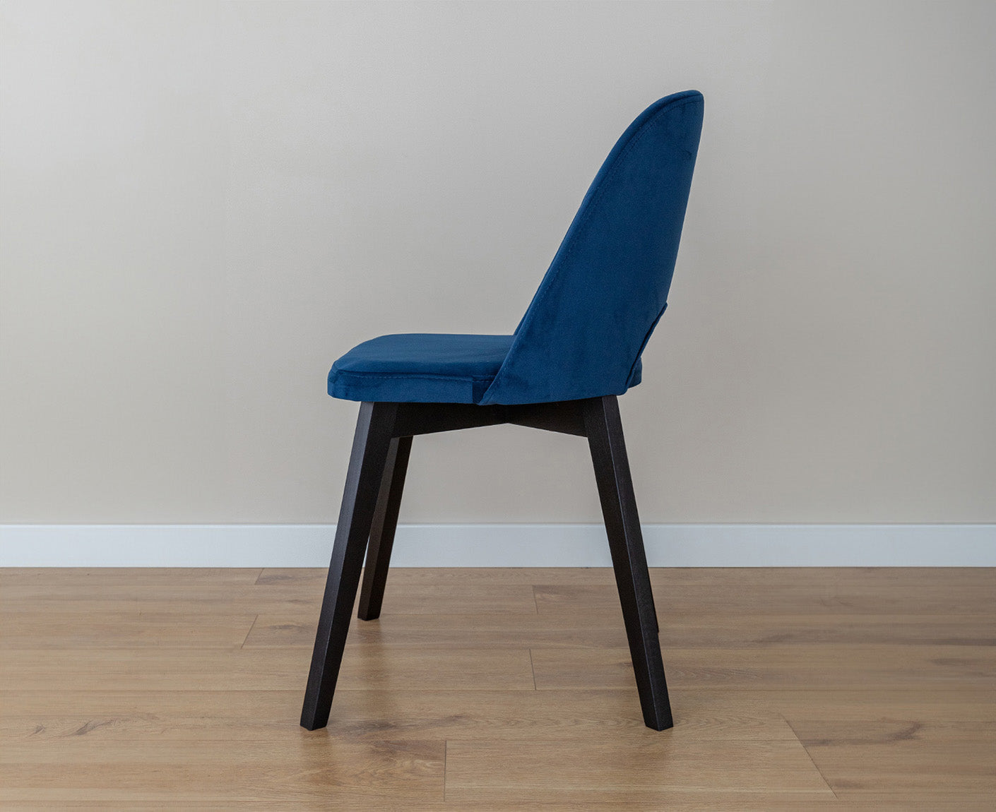 Breno Esszimmerstuhl Massivholz Buche Schwarz/ Blau Samt