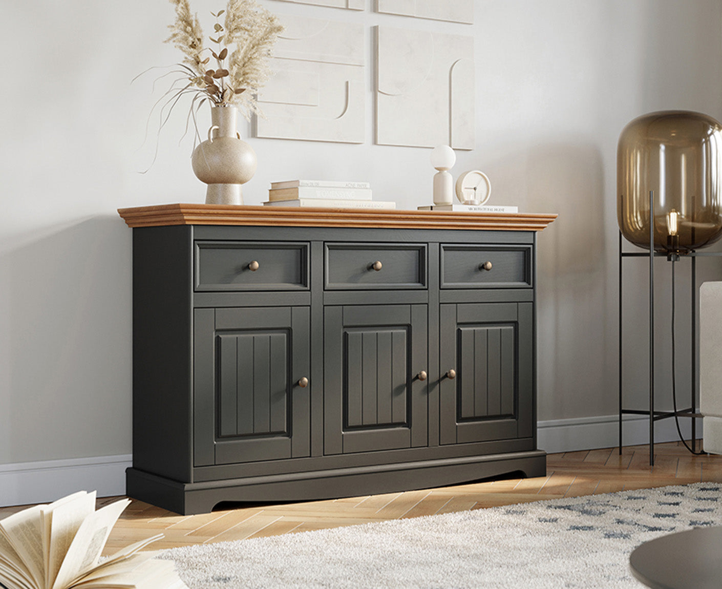 Belluno Elegante Sideboard 130x85 cm Massivholz