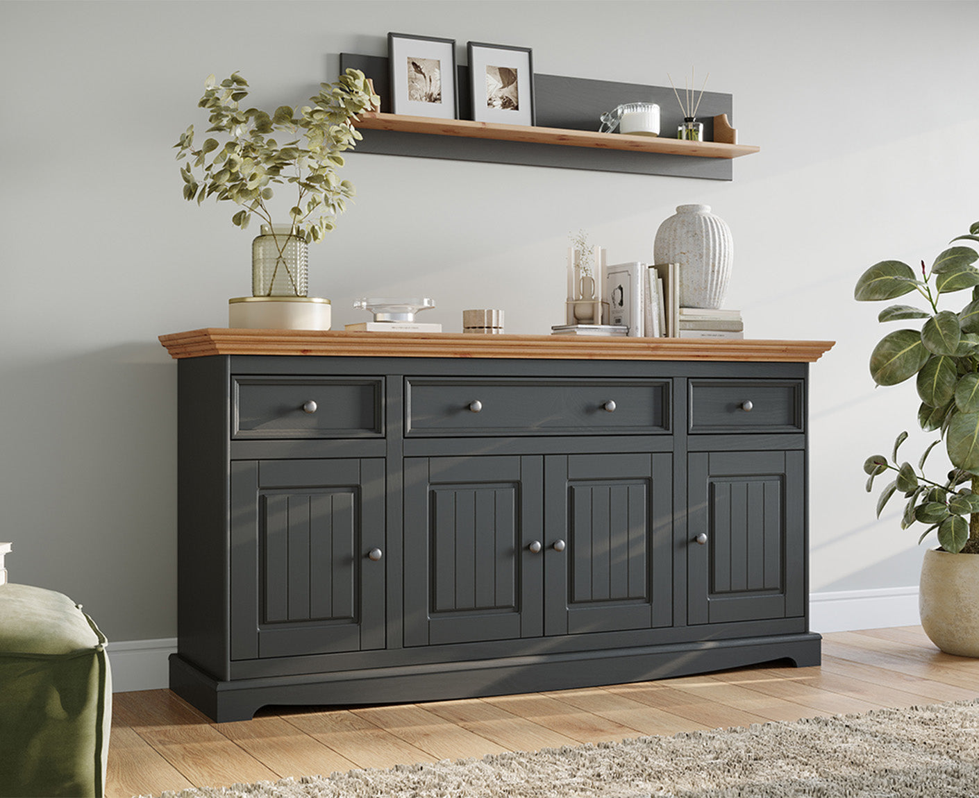 Belluno Elegante Sideboard 167x85 cm Massivholz mit Doppeltür