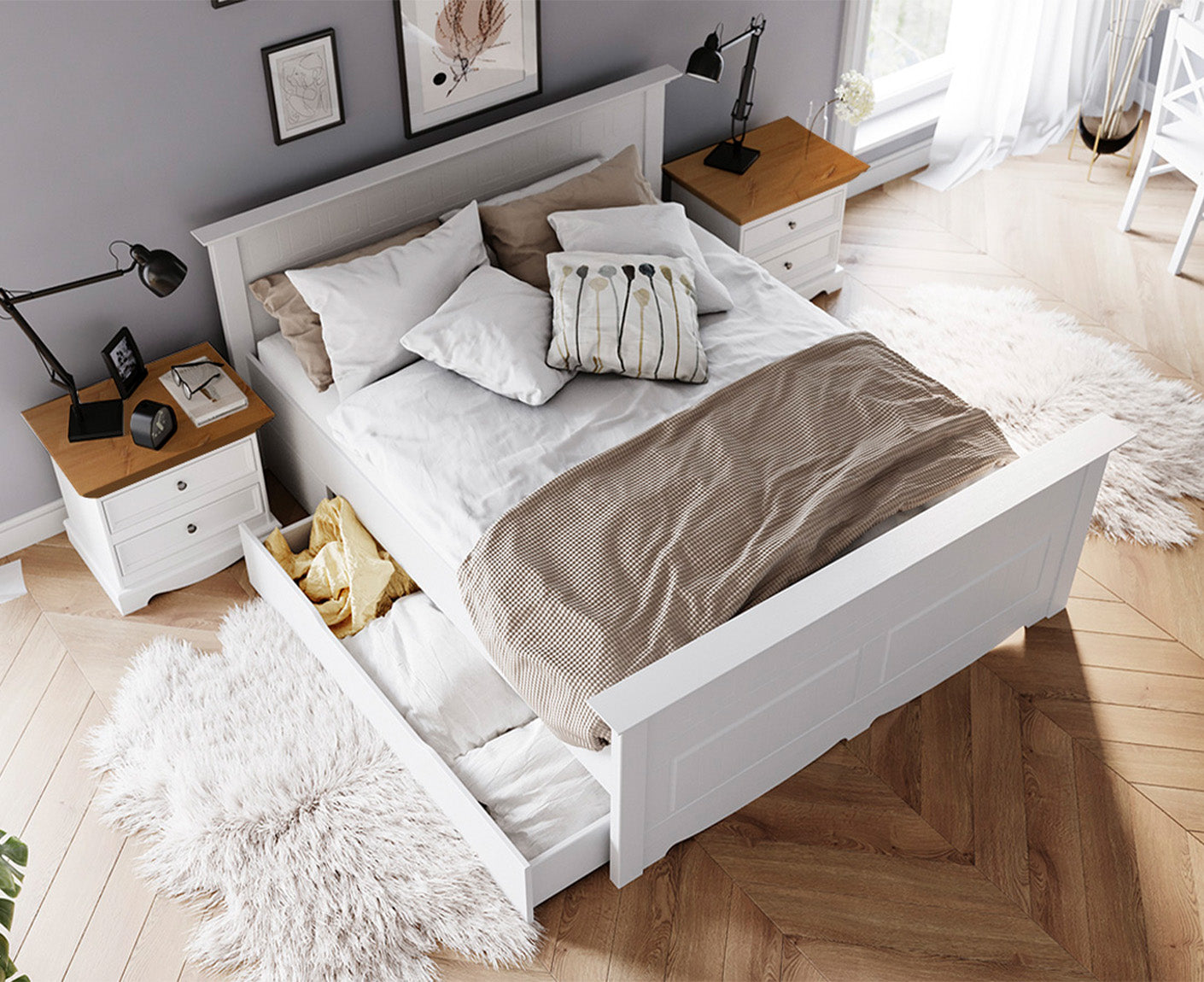Belluno Elegante Nachtkommode Massivholz