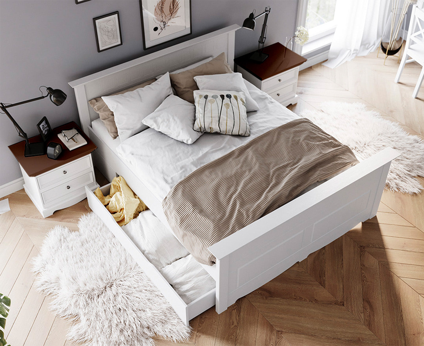 Belluno Elegante Nachtkommode Massivholz