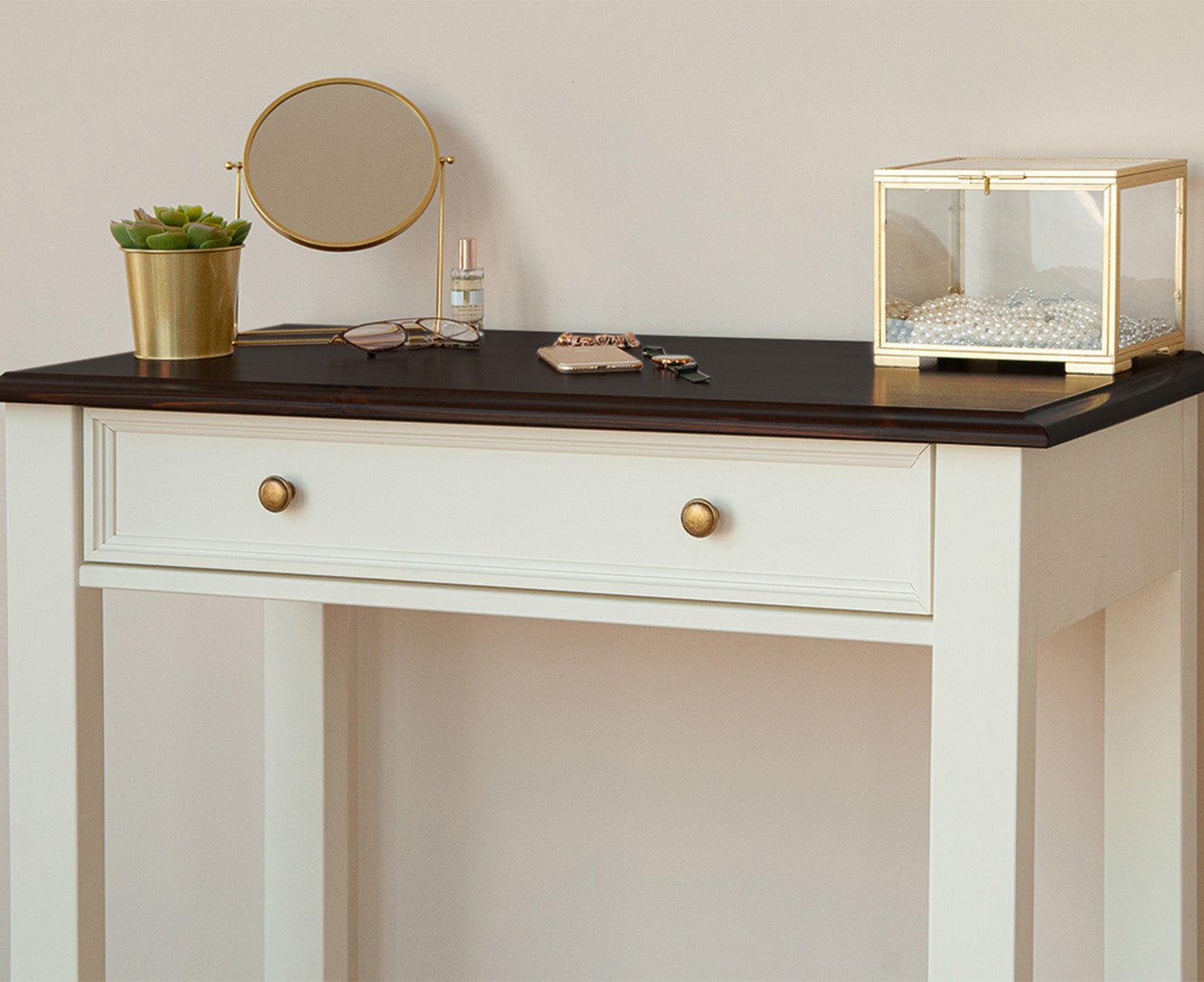 Belluno Elegante Schminktisch mit Schublade Massivholz