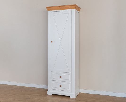 Marone Elite Garderobenschrank Massivholz Weiß / Grau