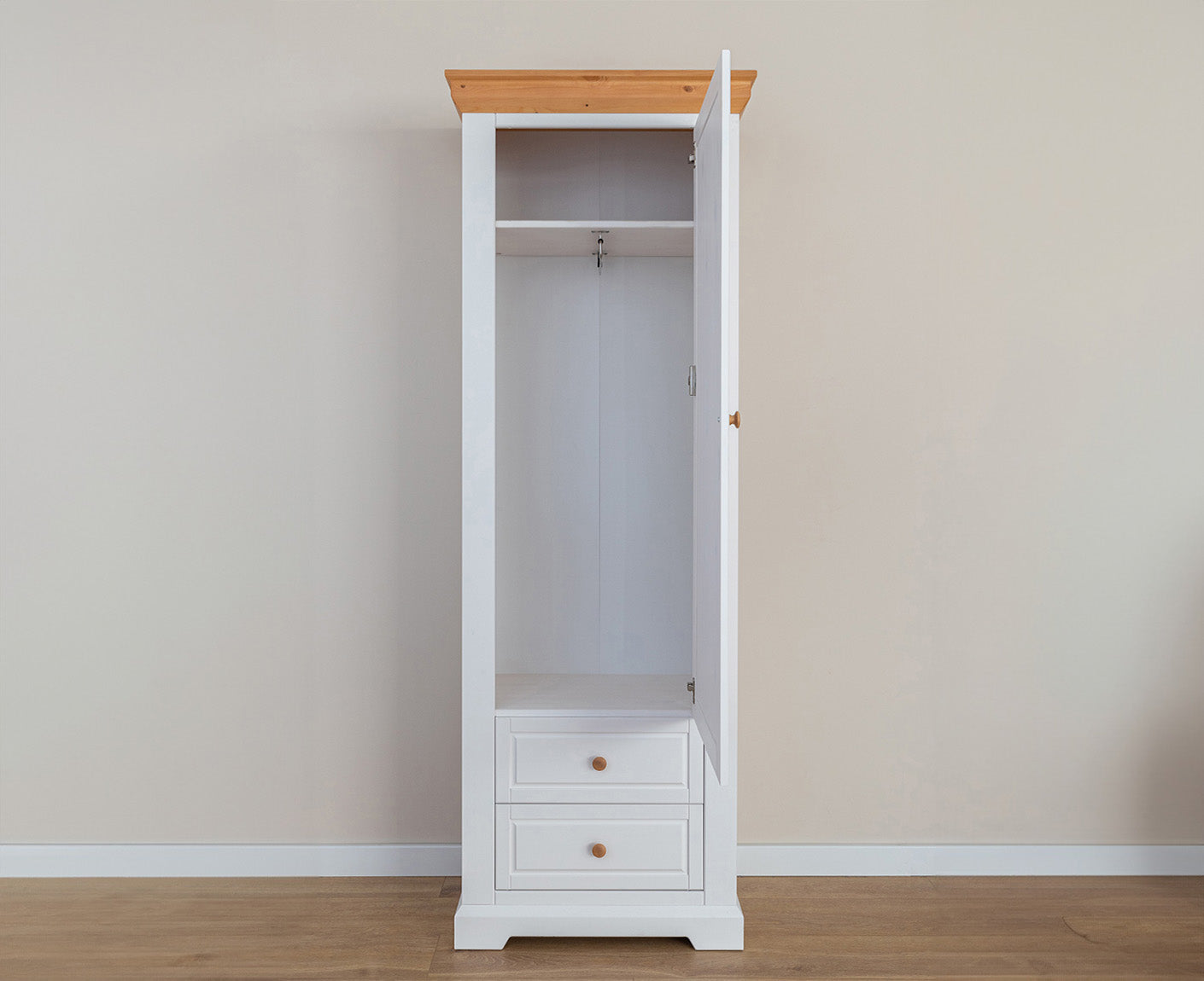 Marone Elite Garderobenschrank Massivholz Weiß / Grau
