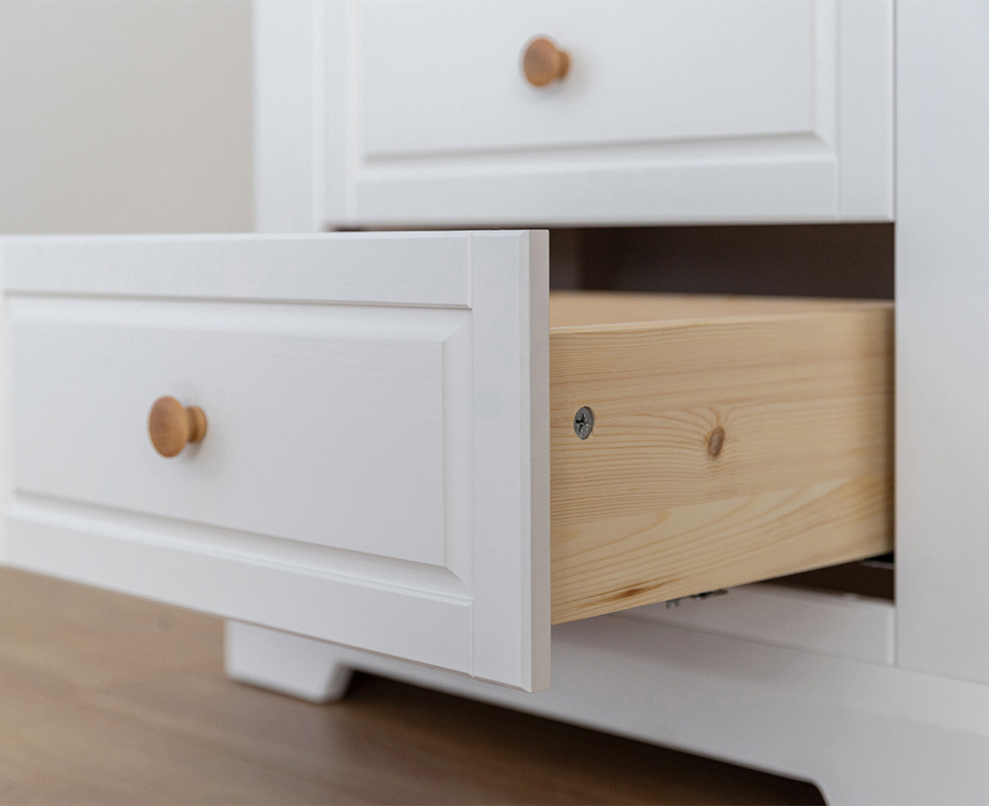 Marone Elite Garderobenschrank Massivholz Weiß / Grau