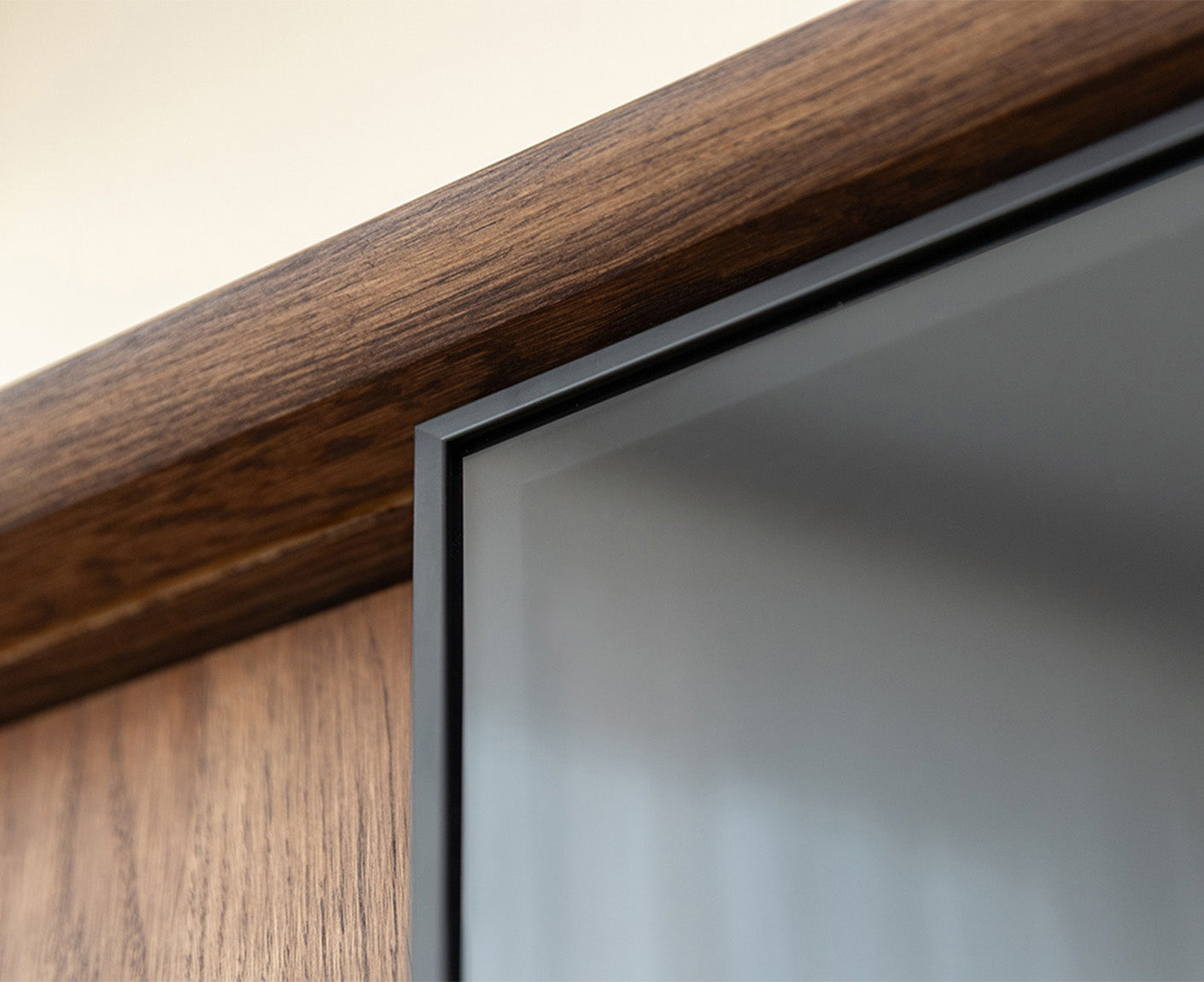 Modern Loft Massivholz Wohnzimmerset 4-teilig Eiche/Glas Grafit