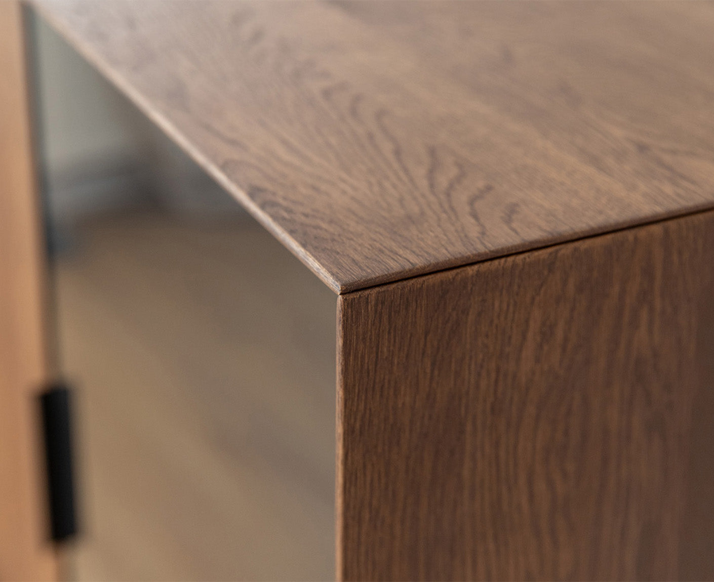 Modern Loft Massivholz Wohnzimmerset 4-teilig Eiche/Glas Grafit