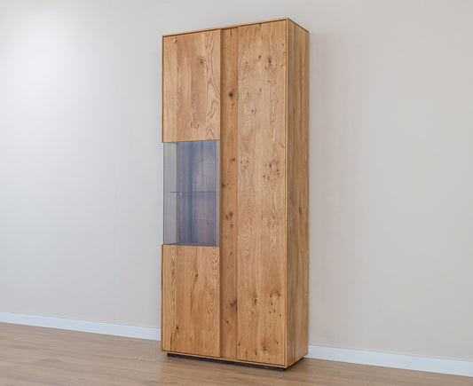 Collodi Vitrine 2-türig Massivholz Wildeiche / Tabak geölt, fertig montiert