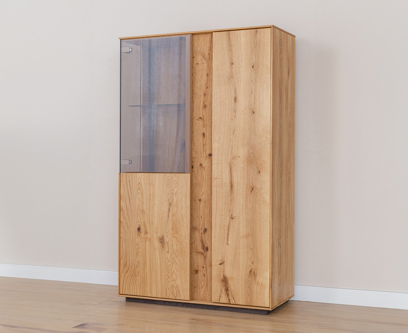 Collodi Highboard 2-türig Massivholz Wildeiche / Tabak geölt, fertig montiert
