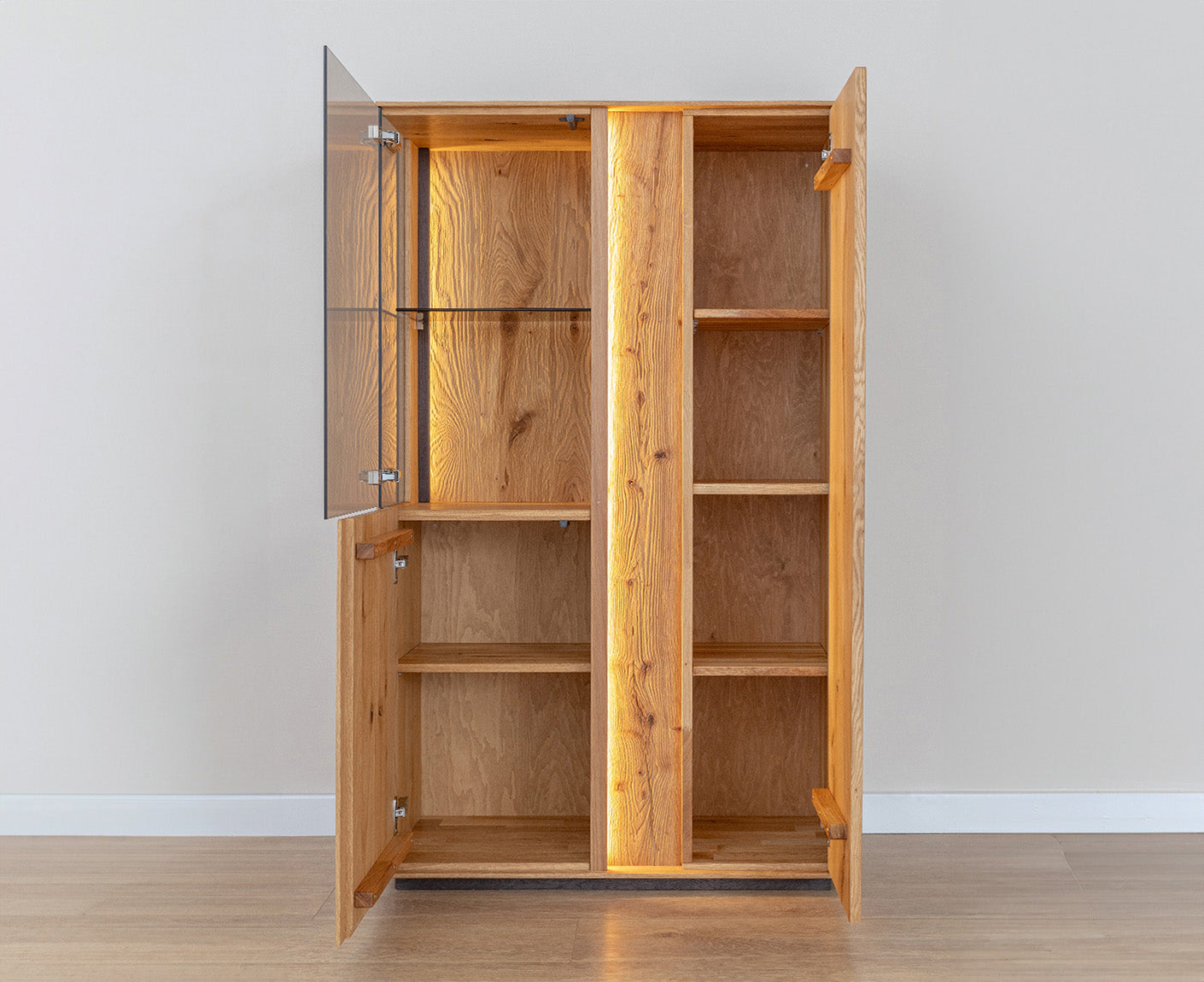 Collodi Highboard 2-türig Massivholz Wildeiche / Tabak geölt, fertig montiert