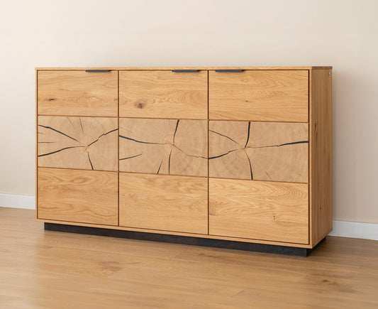 Tirano Sideboard Hirnholz Massivholz Eiche geölt, fertig montiert