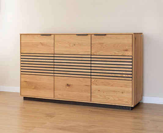 Tirano Sideboard Lamellen Massivholz Eiche geölt, fertig montiert