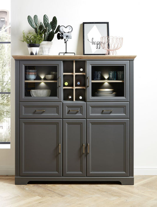 JASMIN Highboard Graphit / Eiche