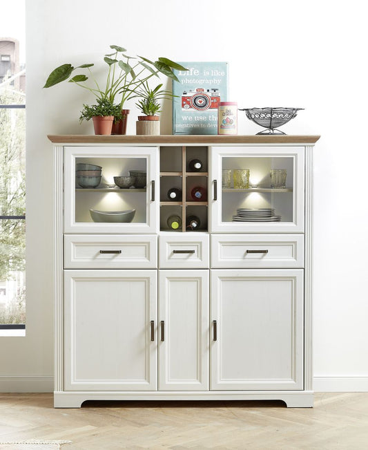 JASMIN Highboard Pinie hell / Eiche
