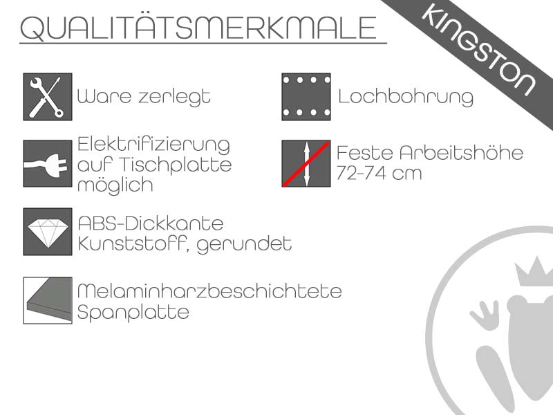 Kingston KT-Serie Konferenztisch bootsform 280 x 130/85 cm Grau