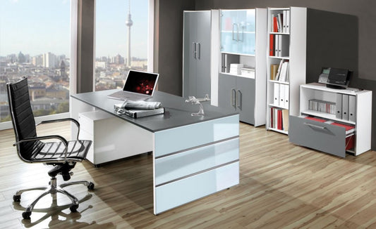 LUGANO TYP1 Komplettbüro Büro Komplettset Office Weiß/Grafit