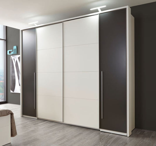 13669 Schwebetürenschrank 270 cm Weiß / Lava