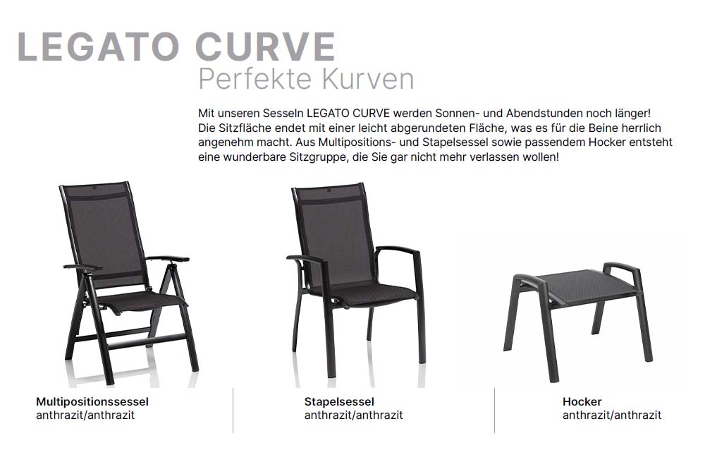 Kettler Legato Curve Hocker Anthrazit - Voelpe