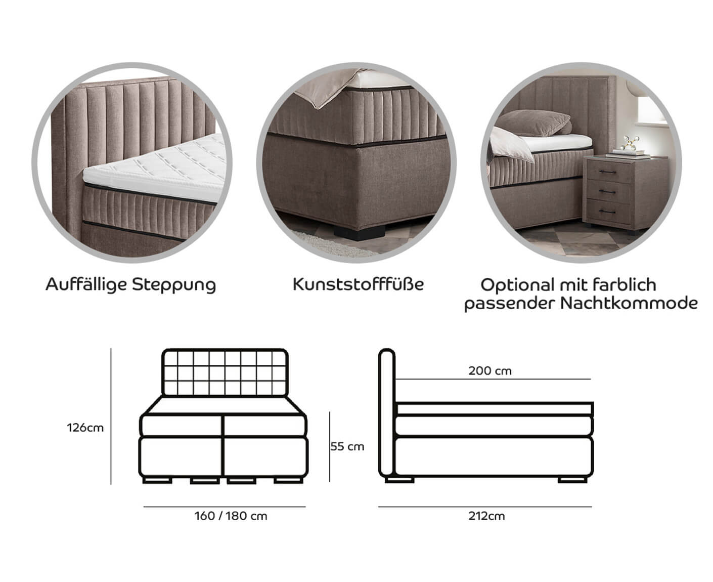 Licata Boxspringbett Doppelbett - Voelpe