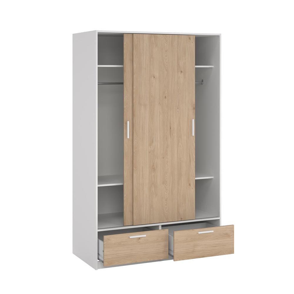 Line Kleiderschrank 2-türig Weiß Jackson Hickory