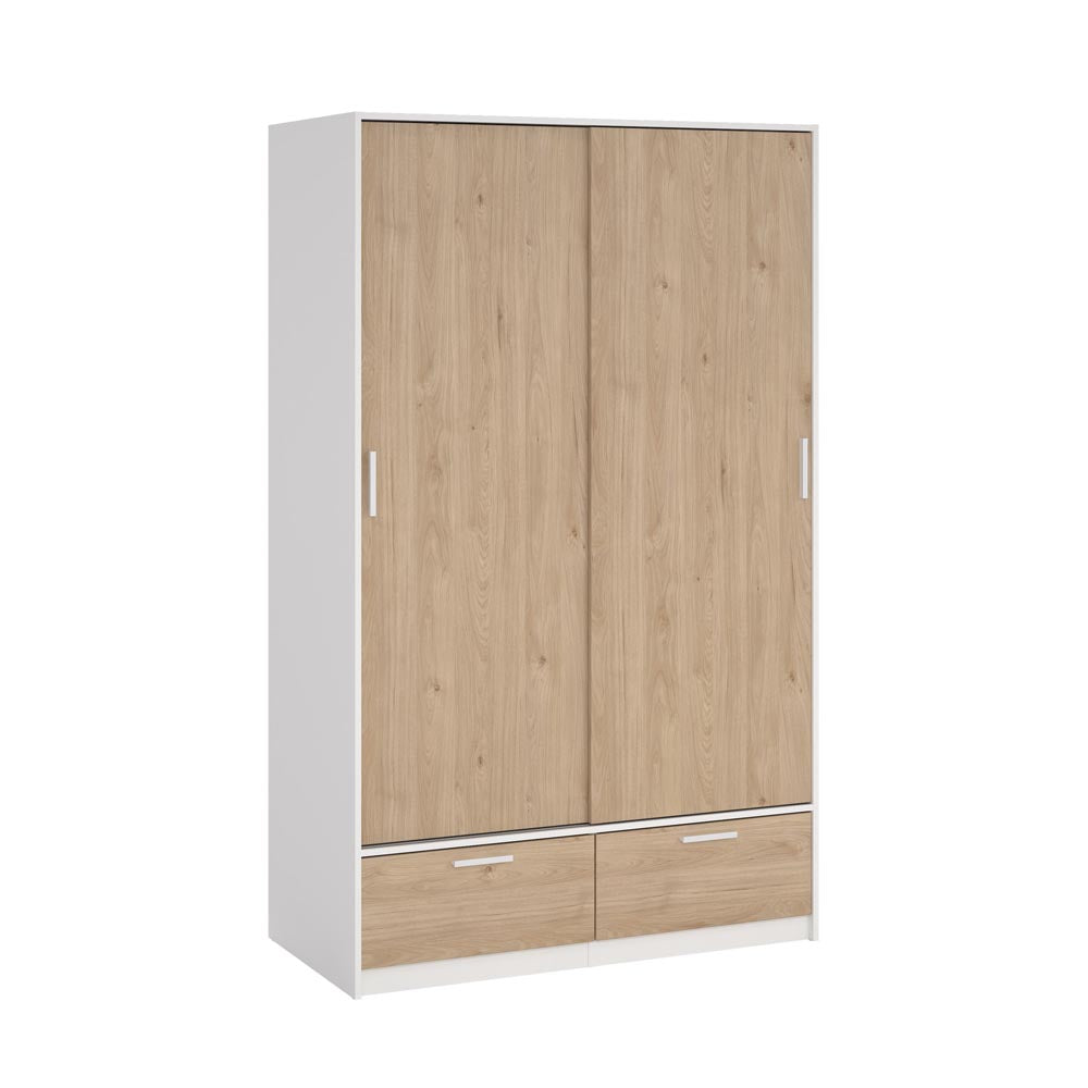 Line Kleiderschrank 2-türig Weiß Jackson Hickory