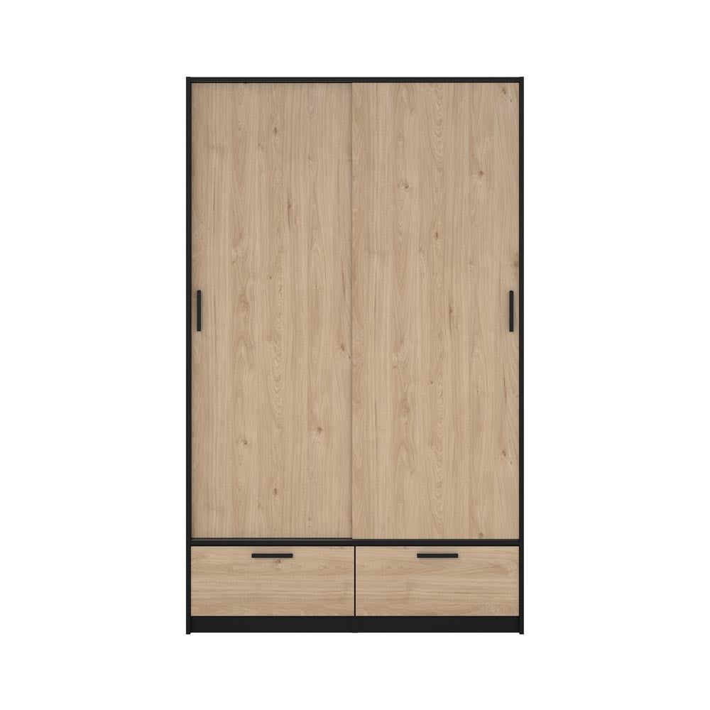 Line Kleiderschrank 2-türig Matt Schwarz Jackson Hickory