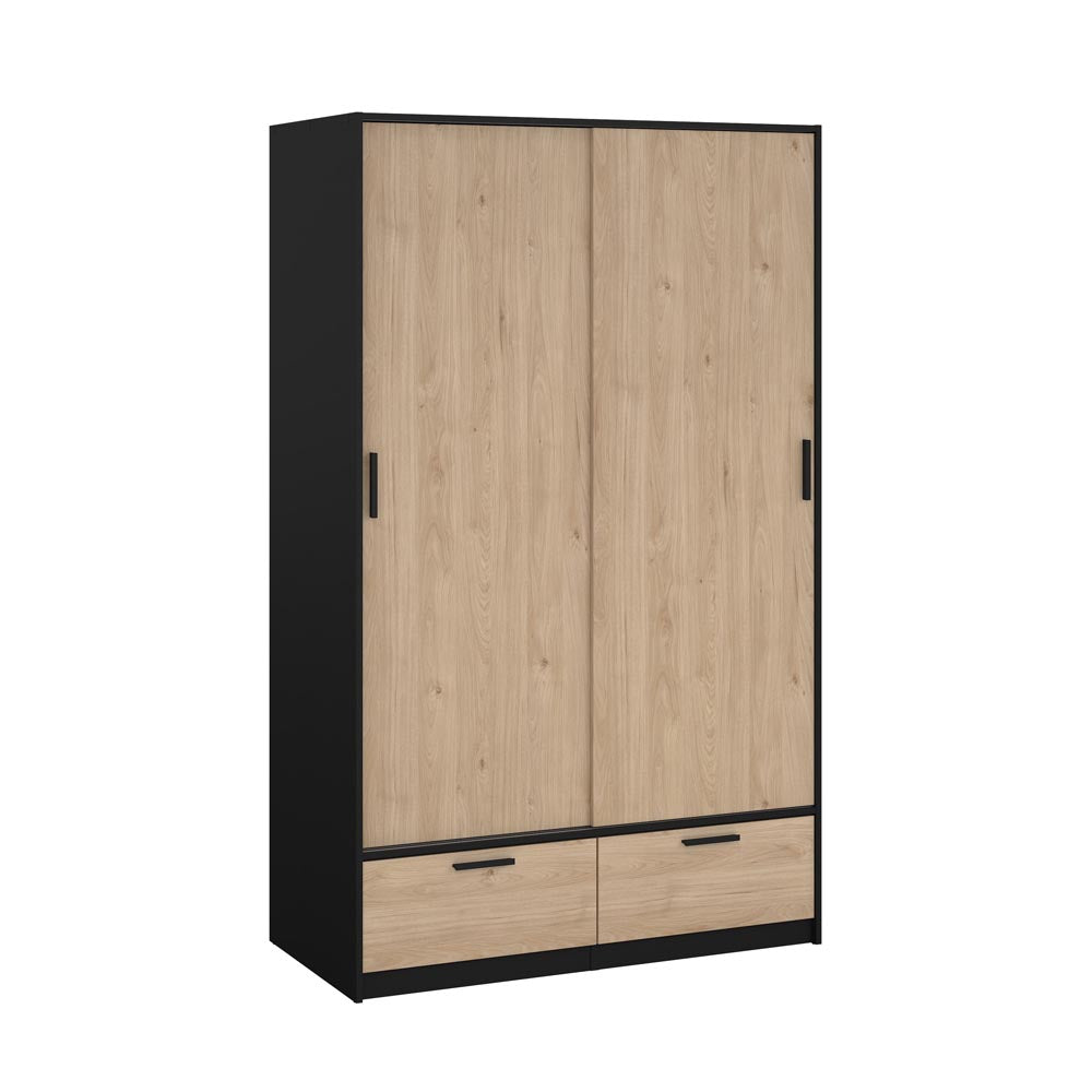 Line Kleiderschrank 2-türig Matt Schwarz Jackson Hickory