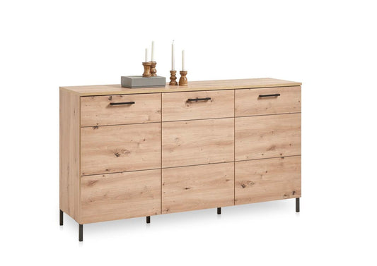 Lucas Sideboard klein dreitürig Artisan Eiche / Schwarz