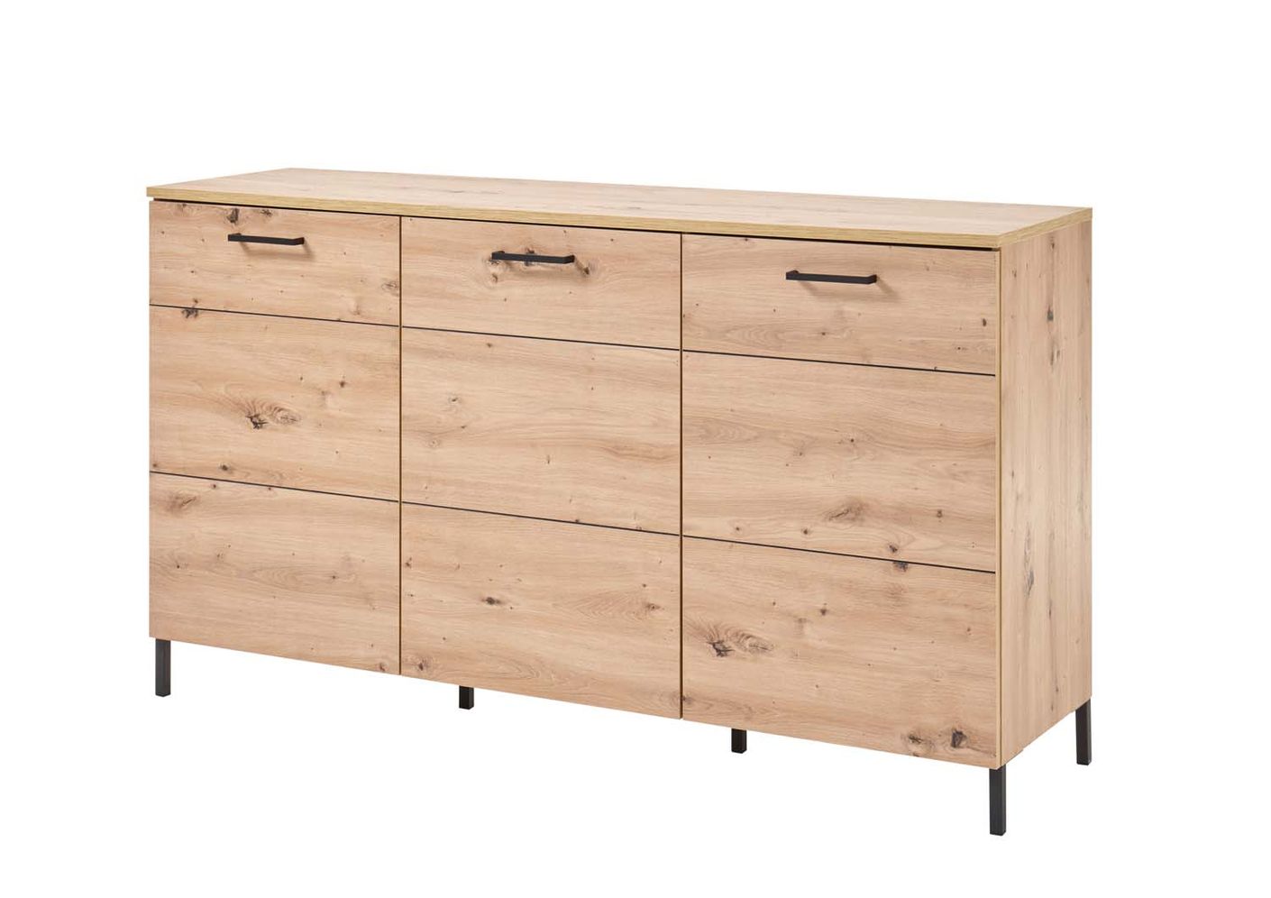 Lucas Sideboard klein dreitürig Artisan Eiche / Schwarz