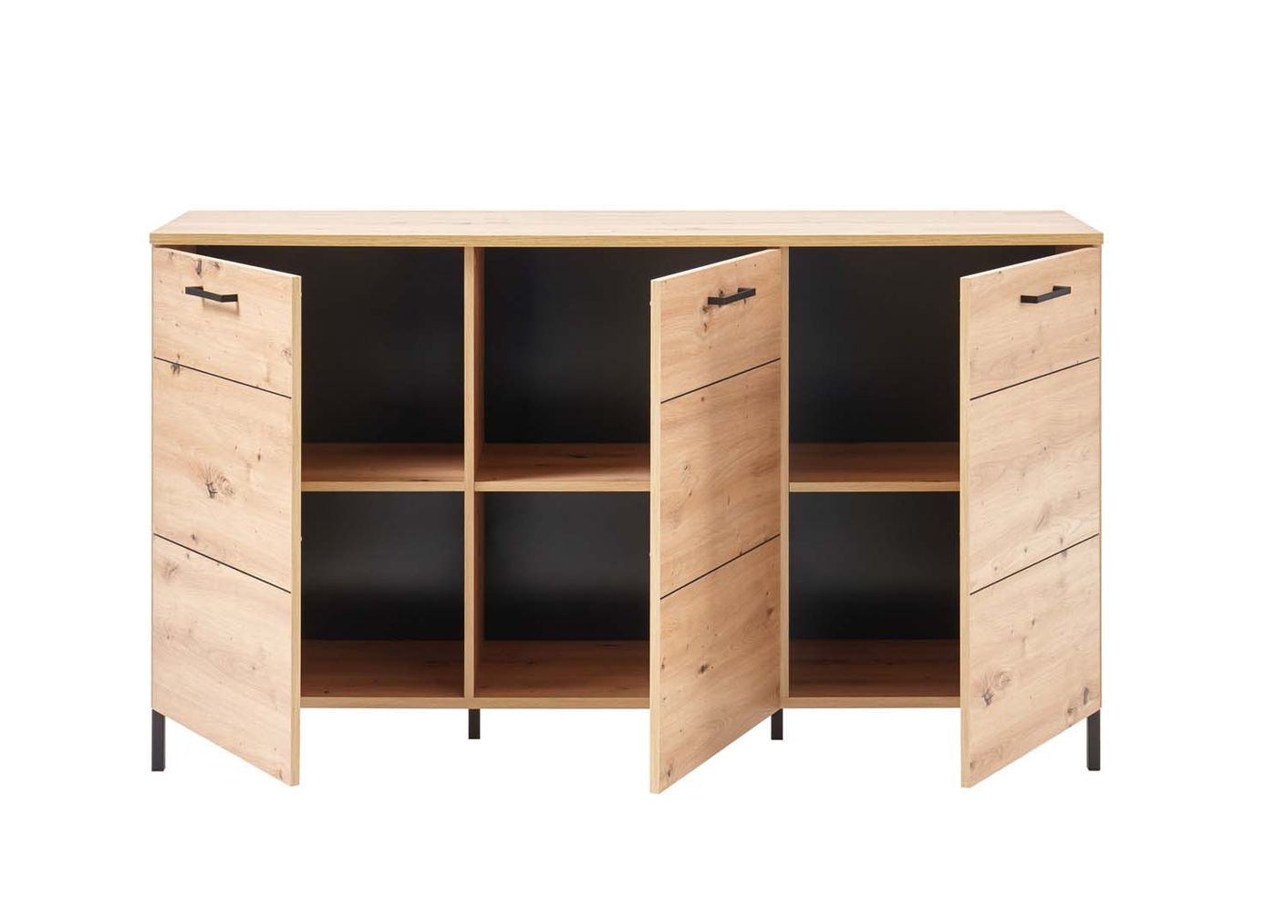 Lucas Sideboard klein dreitürig Artisan Eiche / Schwarz