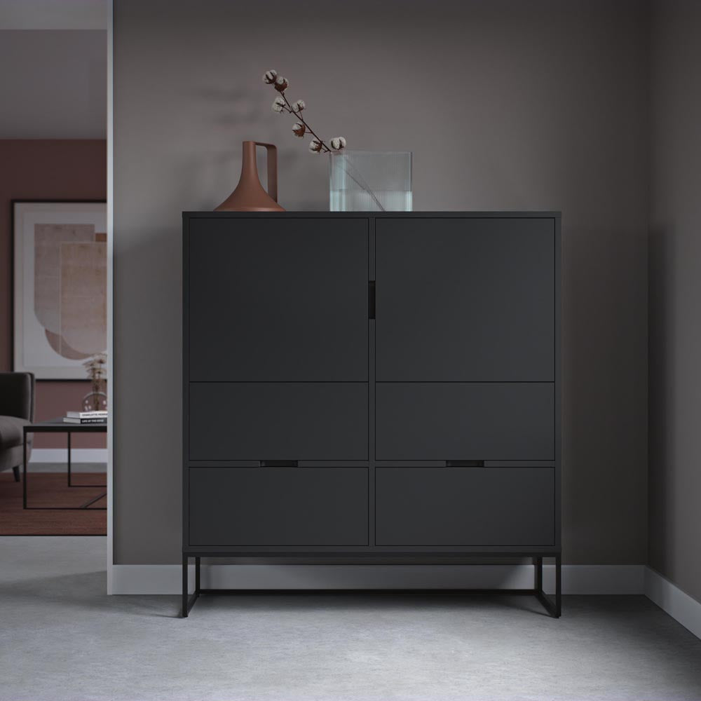 Tenzo Lipp Highboard Schwarz matt