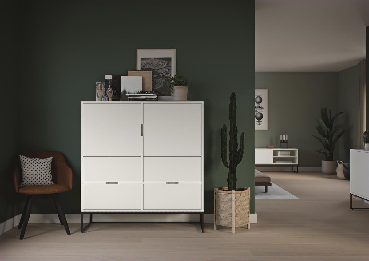 Tenzo Lipp Highboard Weiß matt