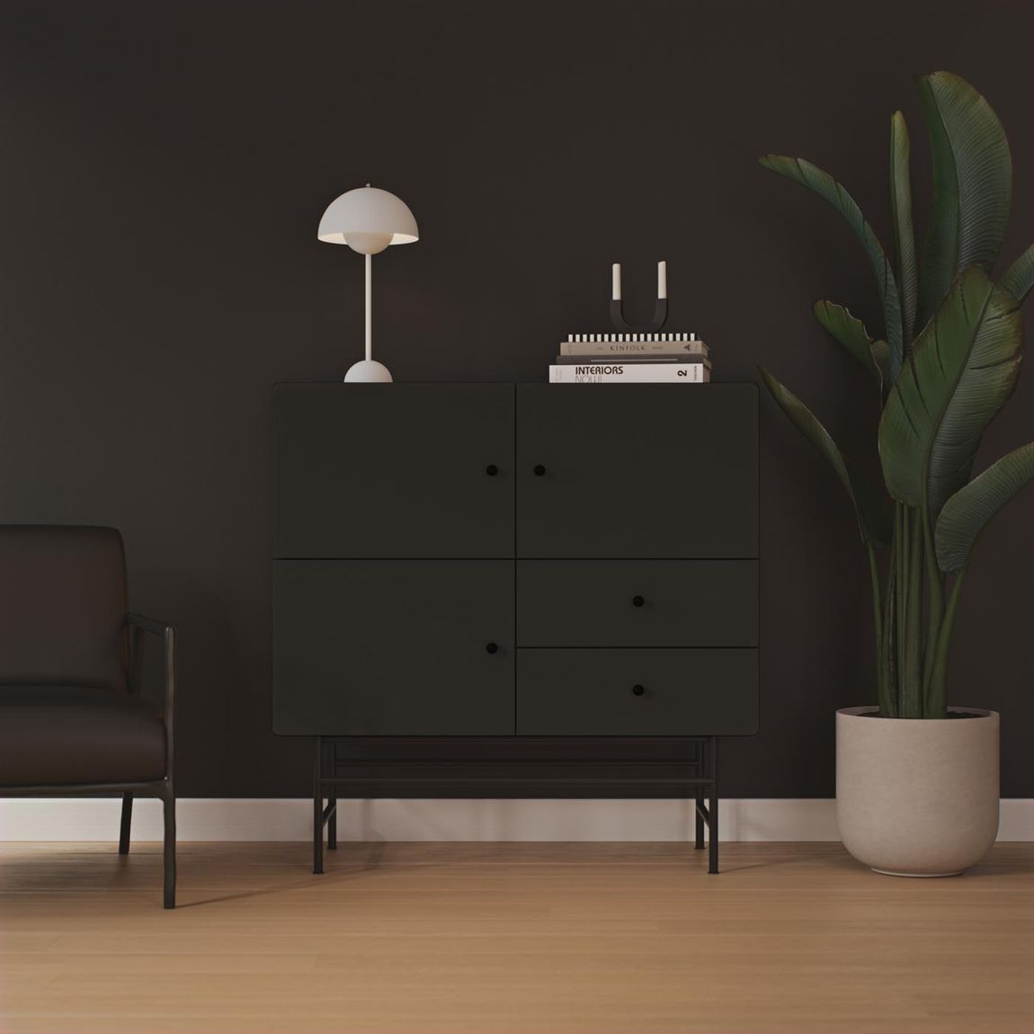 Tenzo Cocktail Highboard Schwarz / Schwarz