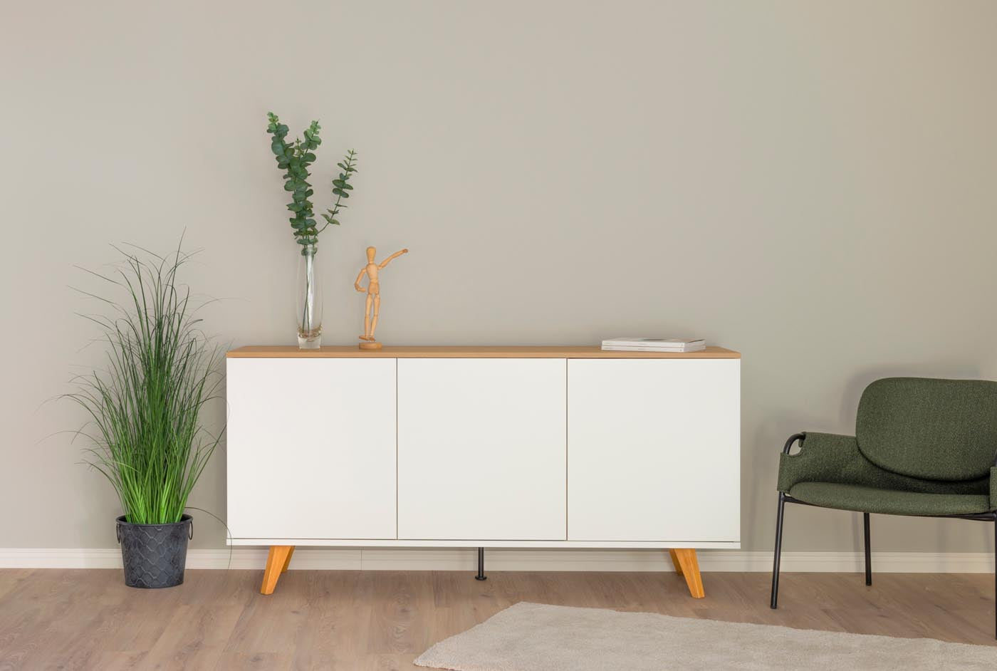 Tenzo Amelia Sideboard 162 cm Weiß / Eiche