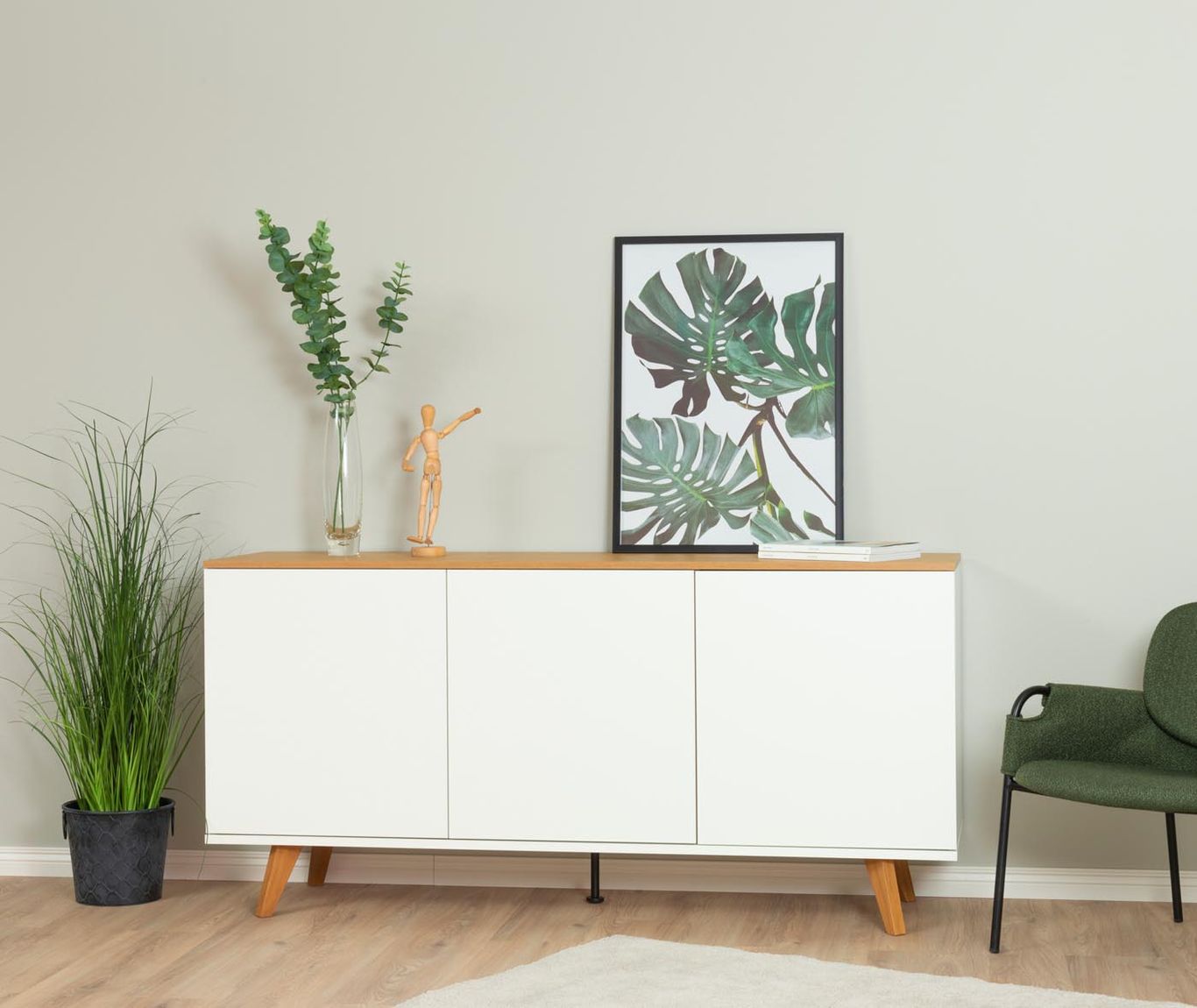 Tenzo Amelia Sideboard 162 cm Weiß / Eiche