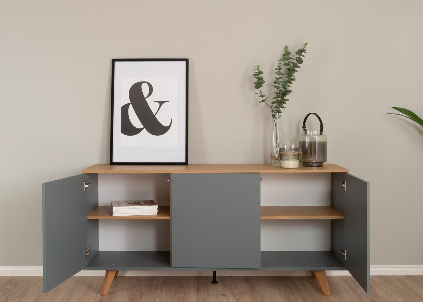 Tenzo Amelia Sideboard 162 cm Grün / Eiche