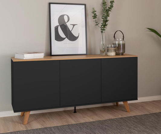 Tenzo Amelia Sideboard 162 cm Schwarz / Eiche