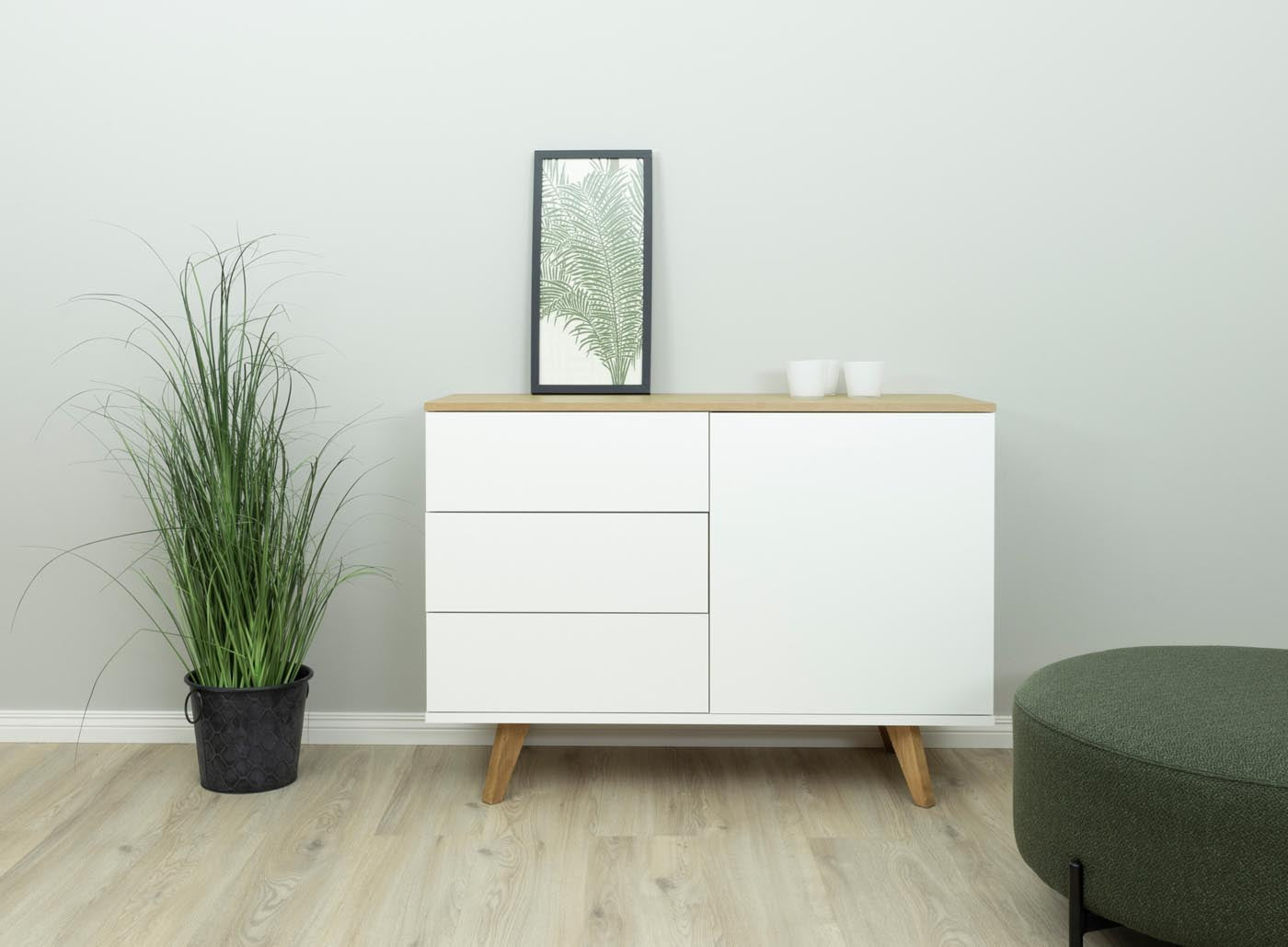 Tenzo Amelia Sideboard 107 cm Weiß / Eiche