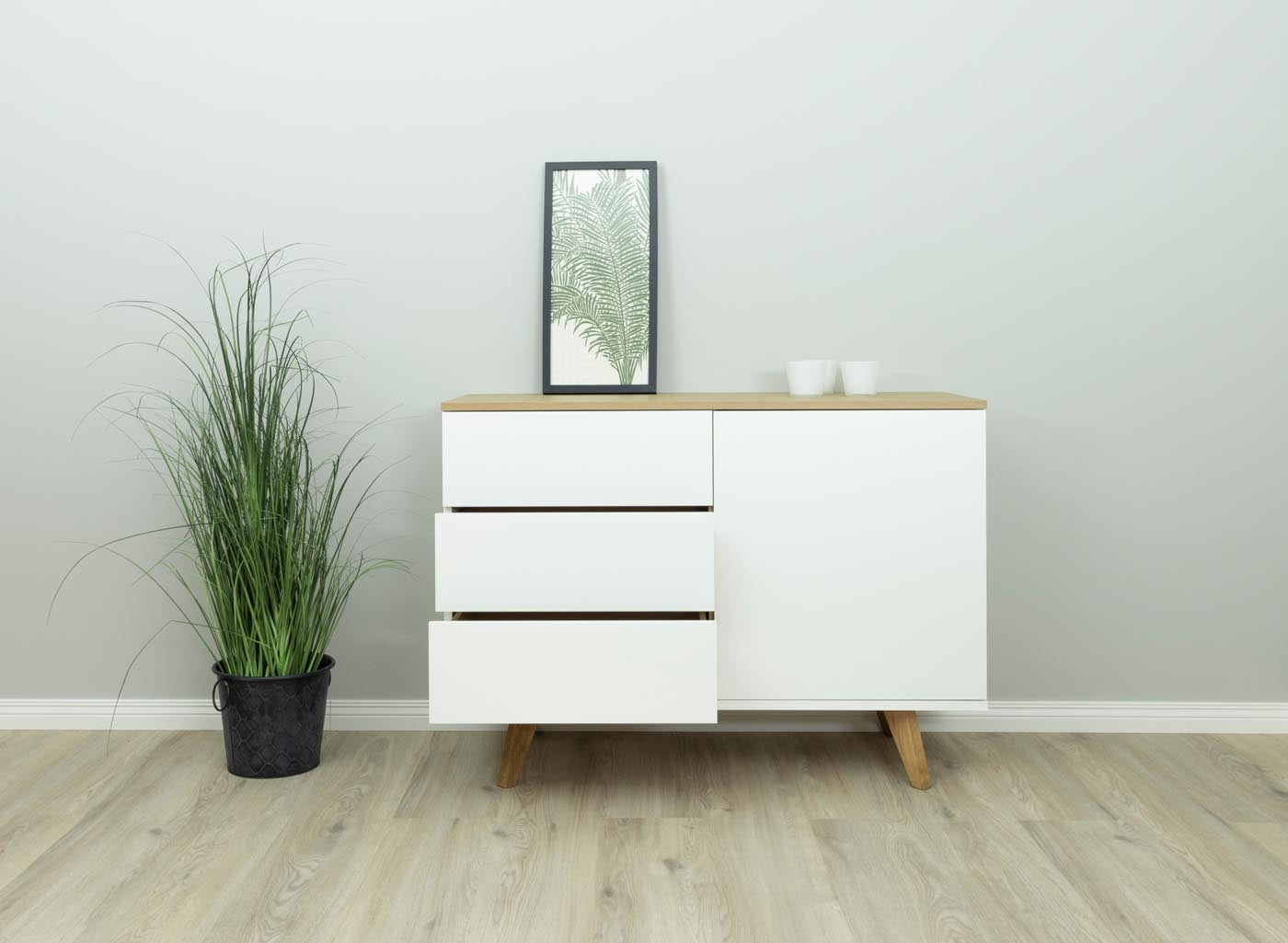 Tenzo Amelia Sideboard 107 cm Weiß / Eiche