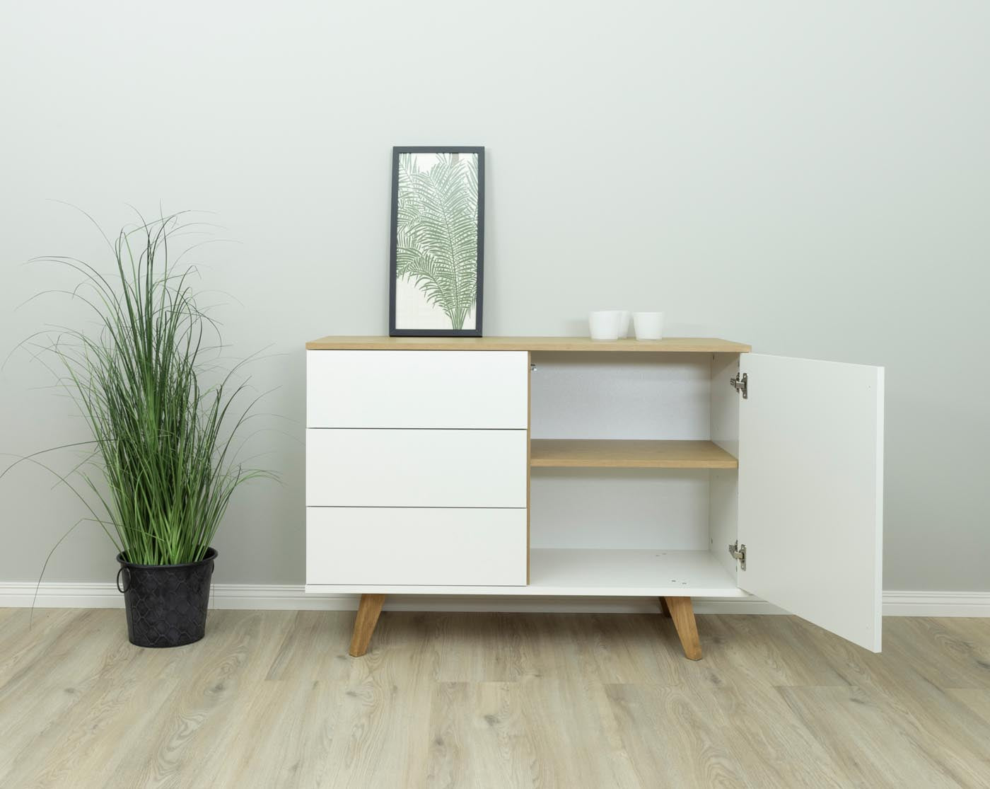 Tenzo Amelia Sideboard 107 cm Weiß / Eiche