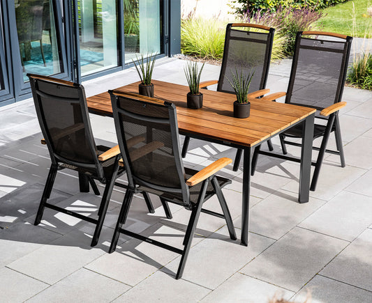 Kettler Memphis Gartenmöbelset 5-teilig Anthrazit / Teakholz