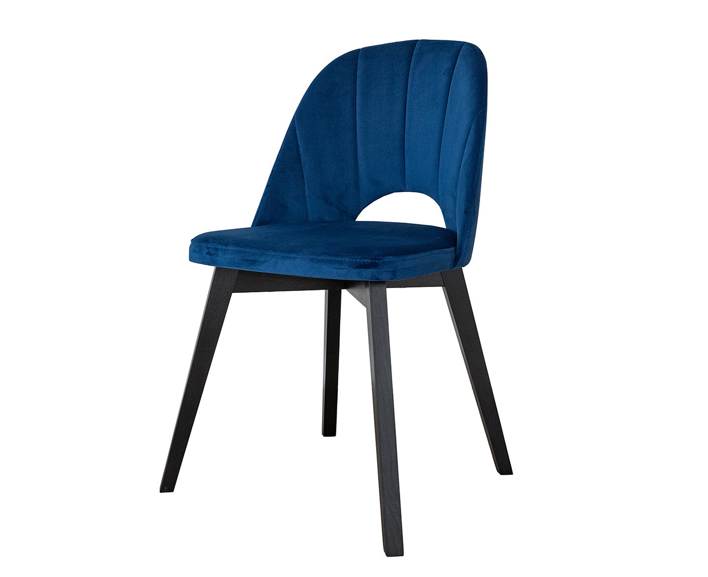 Breno Esszimmerstuhl Massivholz Buche Schwarz/ Blau Samt