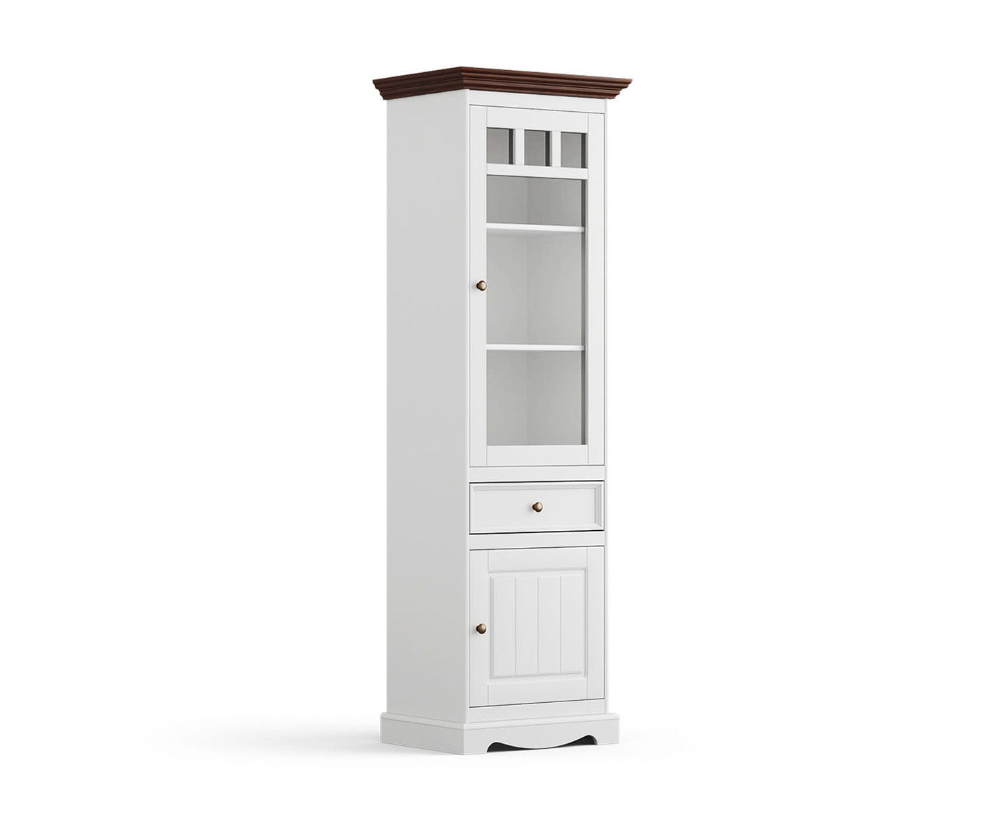 Belluno Elegante Vitrine schmal 60x190 cm Massivholz