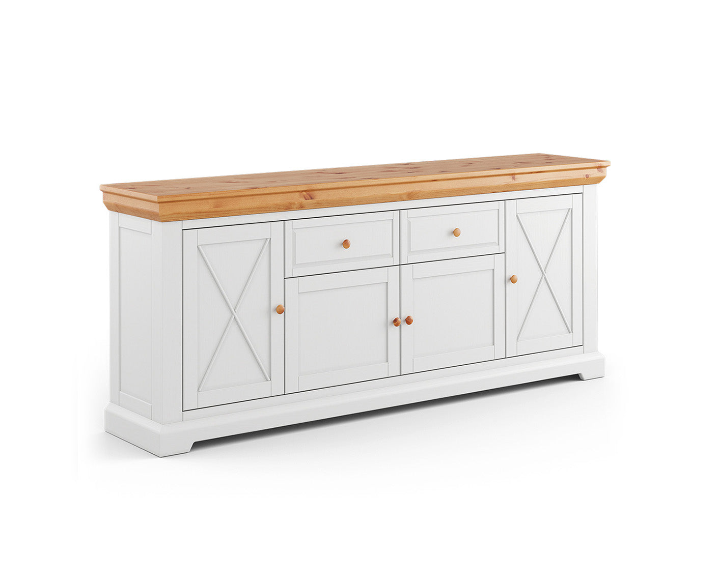 Marone Elite Sideboard 4-türig Massivholz Weiß / Grau