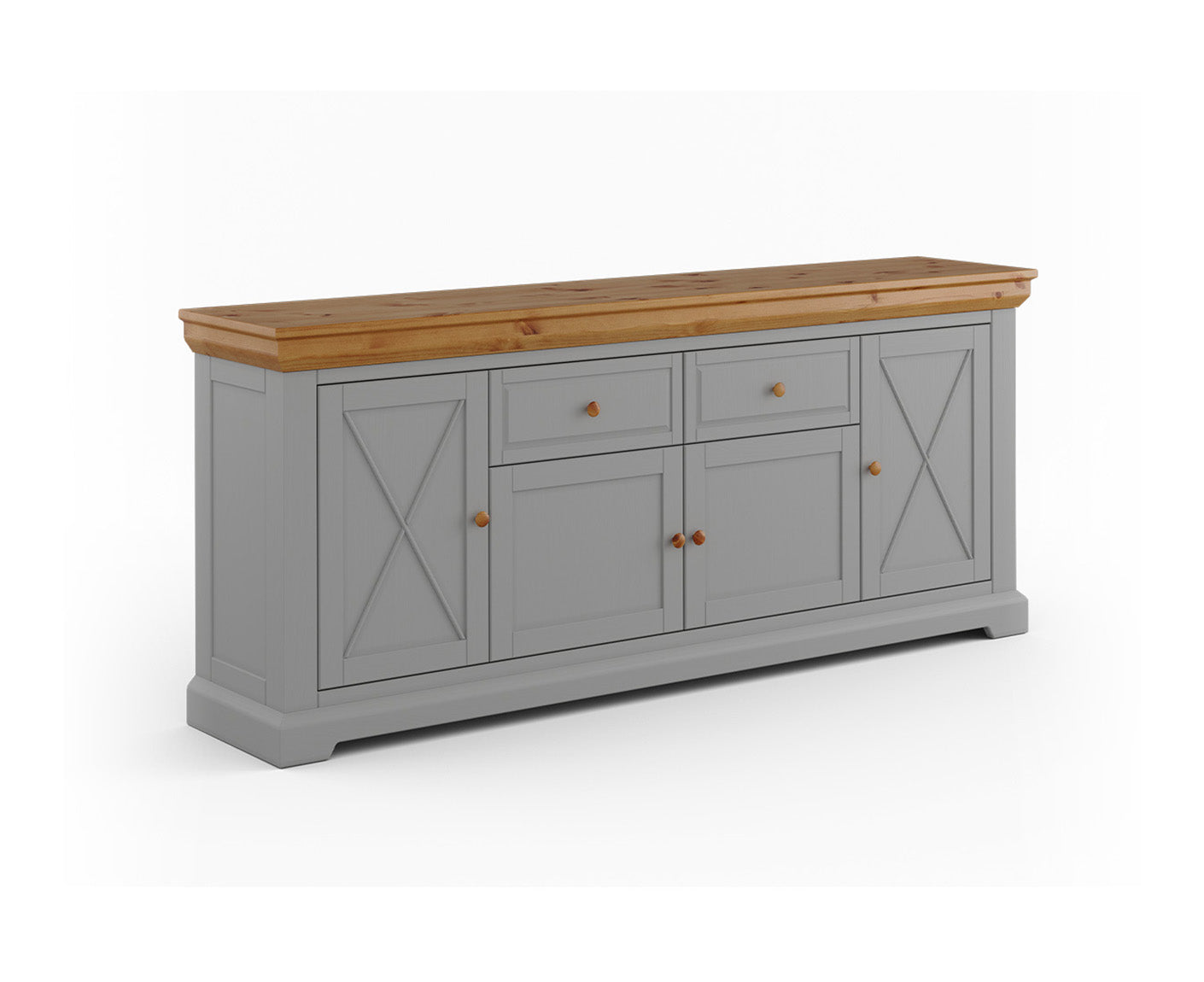 Marone Elite Sideboard 4-türig Massivholz Weiß / Grau
