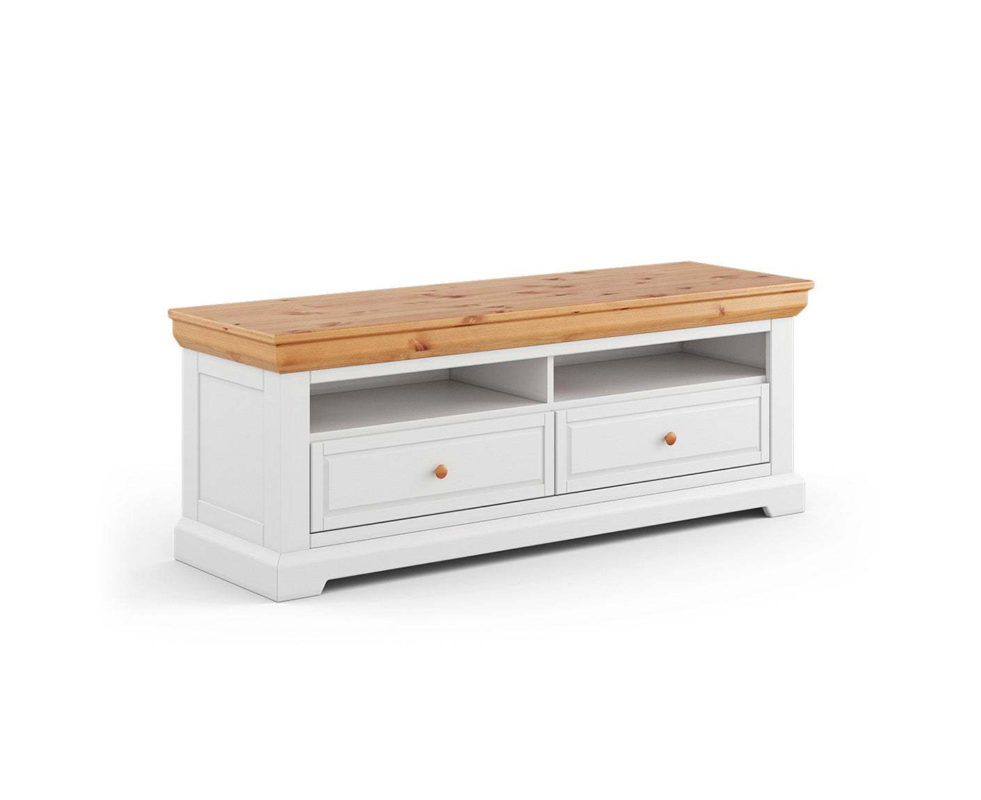 Marone Elite TV-Lowboard Massivholz Weiß / Grau