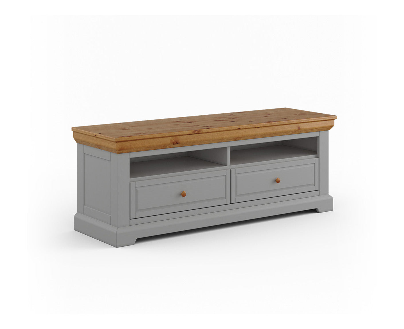 Marone Elite TV-Lowboard Massivholz Weiß / Grau