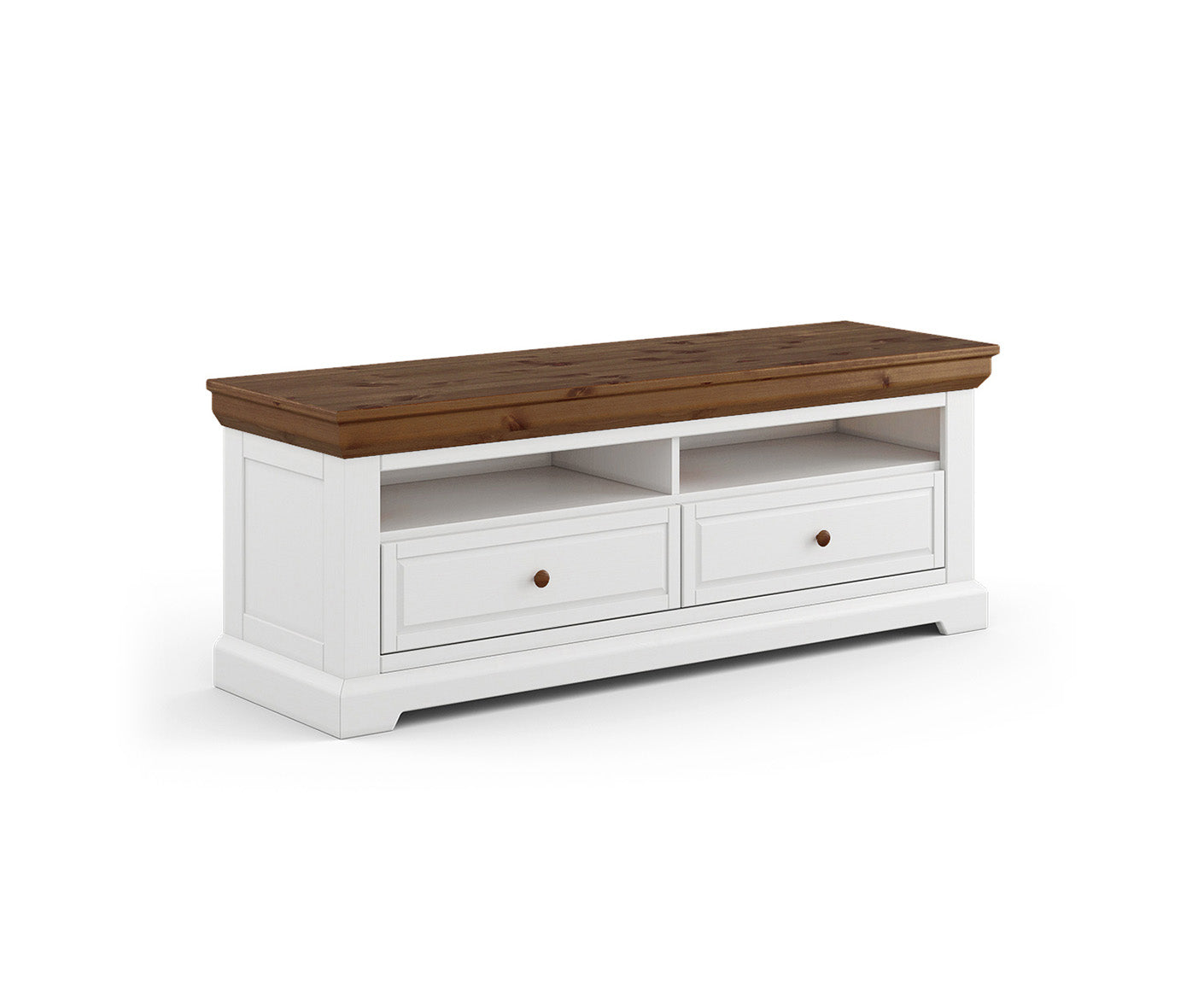 Marone Elite TV-Lowboard Massivholz Weiß / Grau