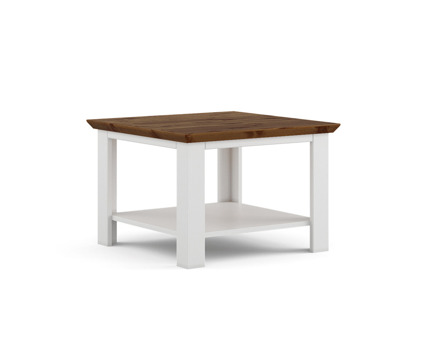 Marone Elite Couchtisch 70x70 cm Massivholz Weiß / Grau